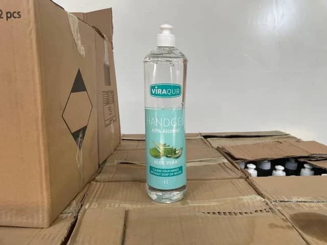Viraqur Handgel - 65% alcohol - Aloe vera - Desinfecterend - 1 Liter flessen - 12 per doos