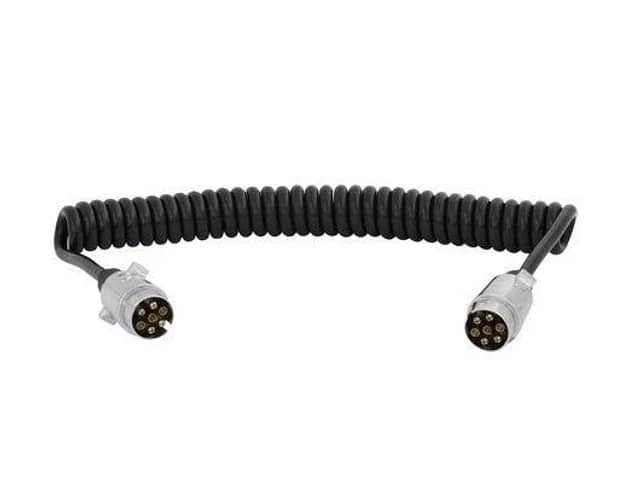 Unbranded 7-Core Electrical Coil | 2 x 7-Pin Aluminium Plugs | 12V 7-polige spiraalkabel trekker-oplegger - 12V - Iso 1724 - ABS/EBS - elektrische verbindingska