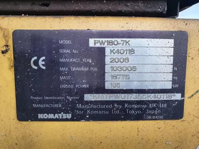 Komatsu PW180 Mobiele Graafmachine 18 Ton 156 PK Wheeled Excavator CE — photo 15 of 16