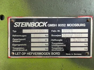 Steinbock EFG1HC/320Z Elektrische Heftruck 1000KG 3.2M — photo 11 of 12