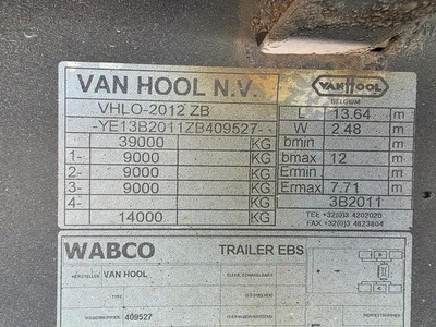 Van Hool 3B2011 - BPW - DISC Stapel van 5 3-assige schuifzeiltrailers - Luchtvering - Schijfremmen - 39 Ton - 2007 — photo 9 of 20