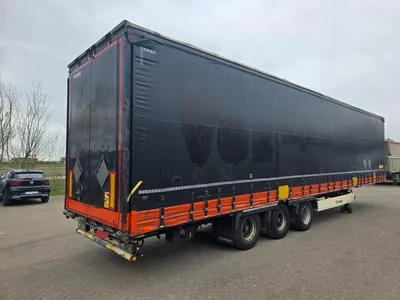 Krone 3-assige Schuifzeiltrailer - BPW - Trommelremmen - Luchtvering - 445/45 R19.5 - 39 Ton - Mega - 2015 — photo 4 of 20